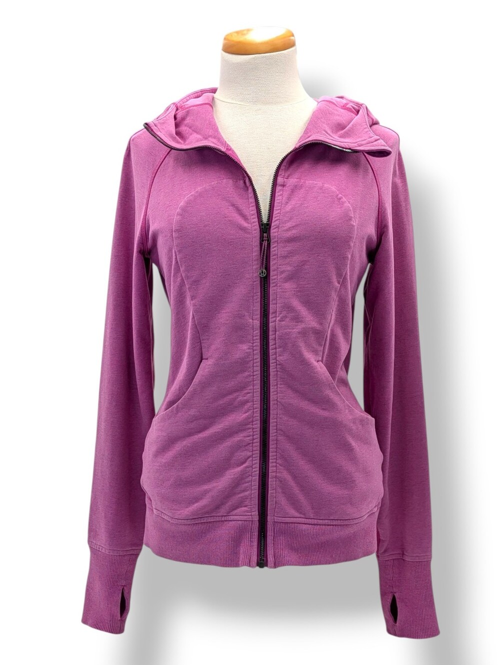 Lululemon Sz 8 Scuba Hoodie Heathered Ultra Violet Full Zip Thumbholes - Picture 11 of 16
